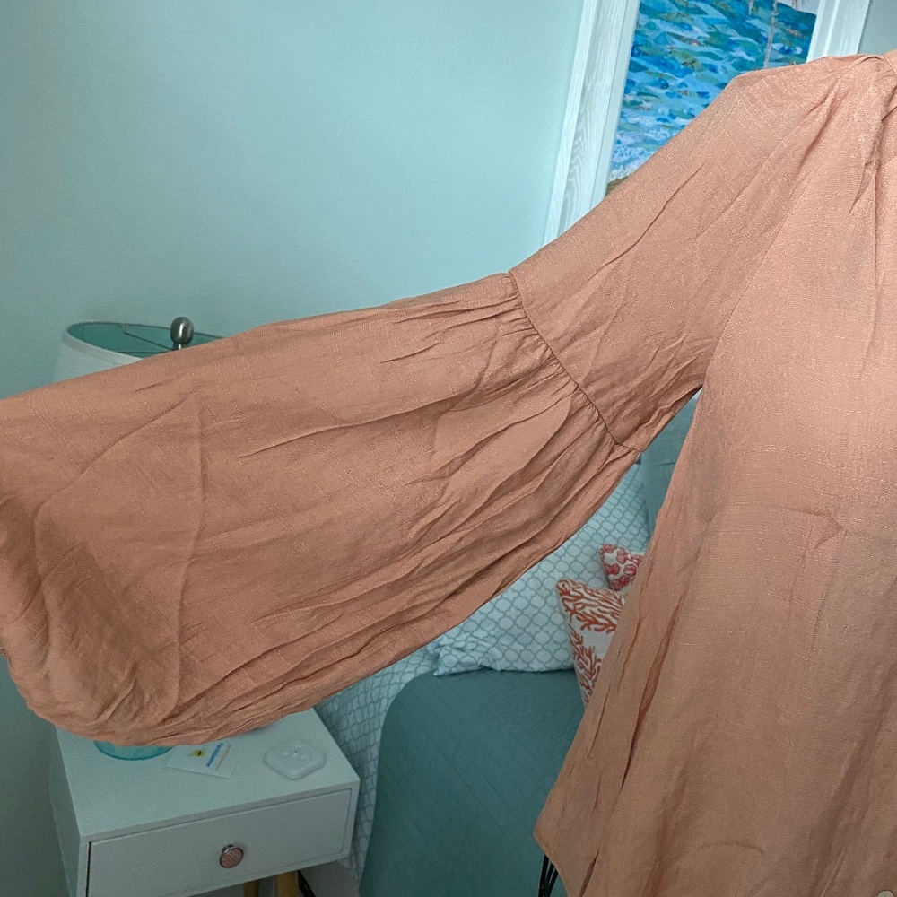 blu pepper Copper Blouse Gorgeous Sleeve Sz S - Picture 2 of 7